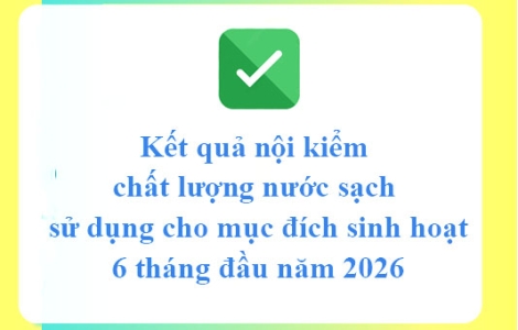 Kết quả nội kiểm chất lượng nước sạch sử dụng cho mục đích sinh hoạt 6 tháng đầu năm 2026