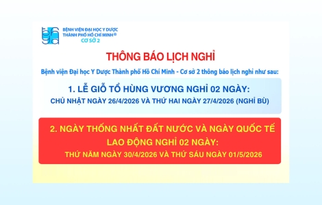 Thông báo: Về việc nghỉ Lễ Giỗ Tổ Hùng Vương, Ngày Thống nhất Đất nước 30/4/2026 và Ngày Quốc tế Lao động 01/5/2026